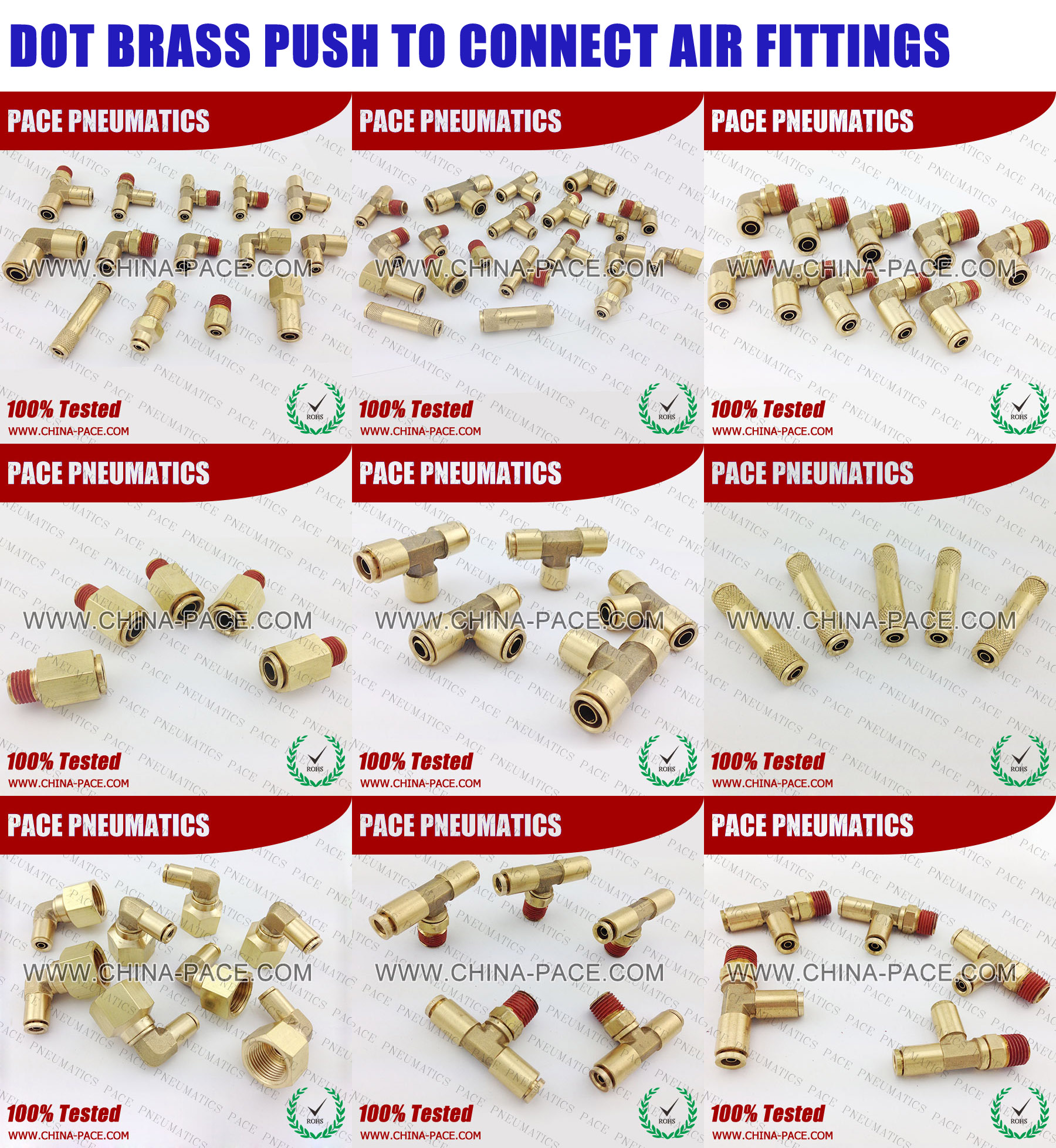 pneumatic fittings, air fittings, push to connect fittings, DOT fittings